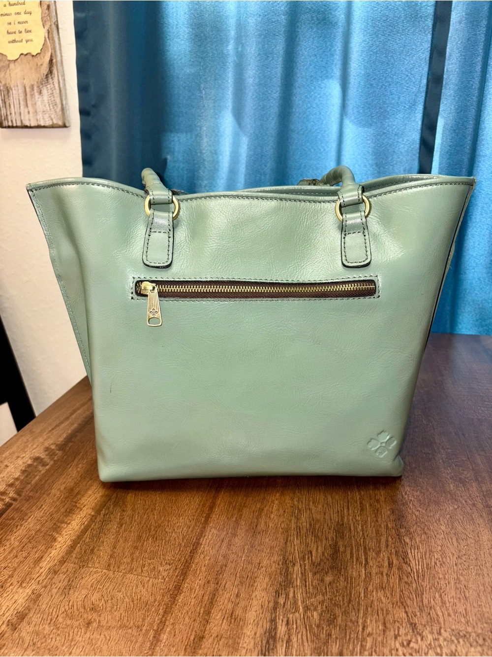Patricia Nash GUC Adeline Tote Bag - Light Sage Green - Floral Tooled Leather - Picture 2 of 14